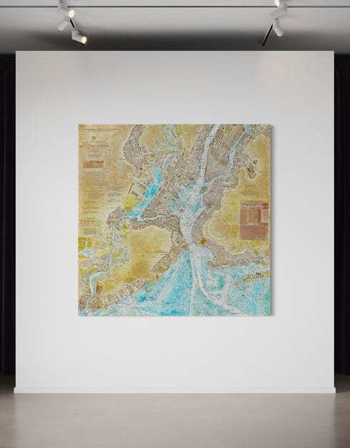 New York Harbor Nautical Chart | Framed Giclee Print on Canvas